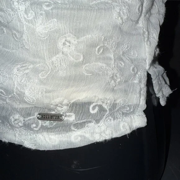 Y2K Hollister Cami Tank Top Size XS Lace Ivory Indie Grunge Layering Button Down - Picture 8 of 16